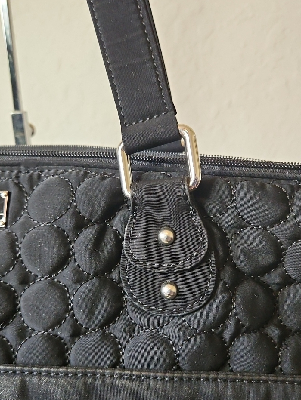 Vera Bradley Black Quilted Plastic Lined Diaper Bag/Tote Bag, Microfiber - Picture 3 of 11